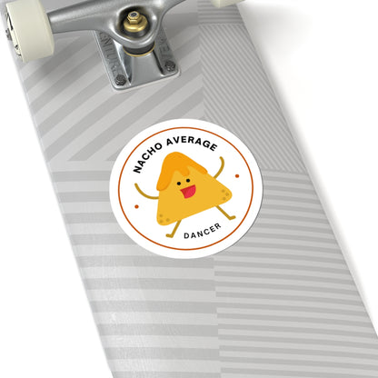 "Nacho Average Dancer" Kiss-Cut Sticker – Cute Nacho Dance Graphic – Fun Dance-Themed Vinyl Sticker for Laptops, Journals & Water Bottles