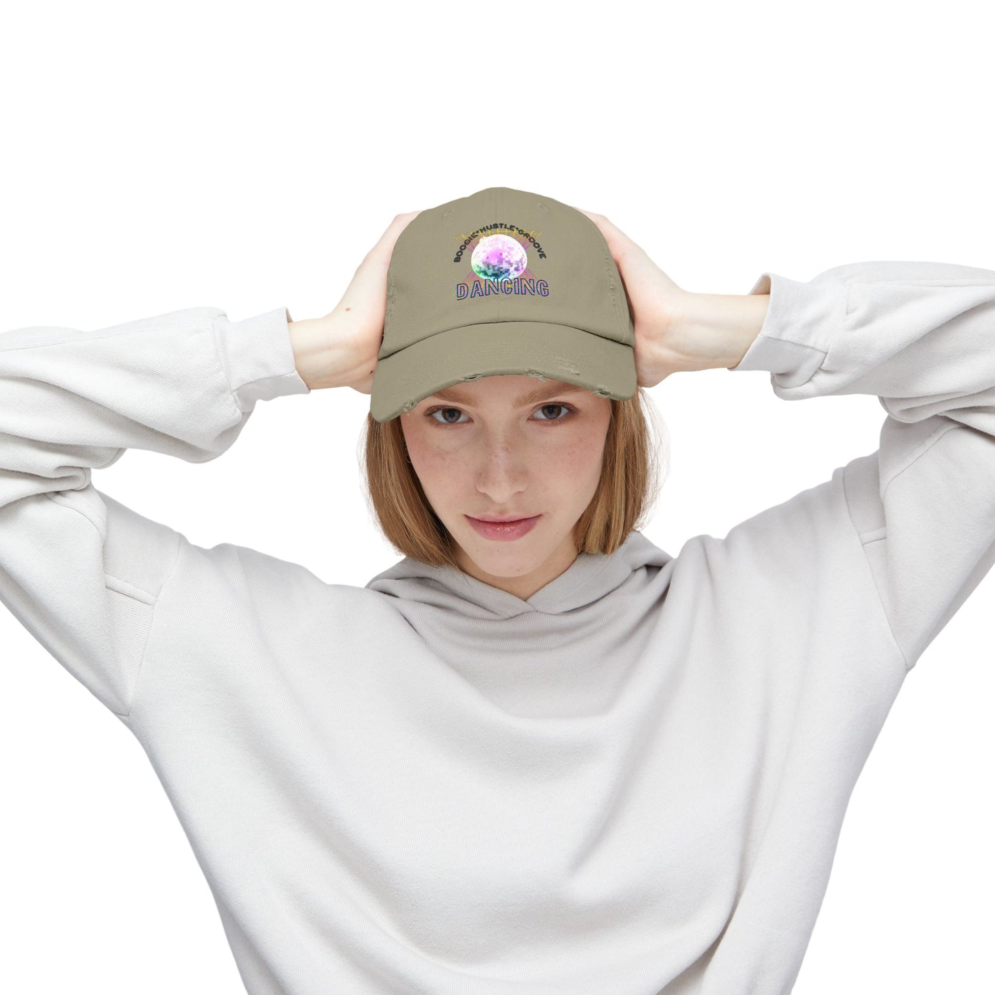 "Boogie, Hustle, Groove - Dancing" Streetwear Embroidered Design – Unisex Distressed Dance Cap