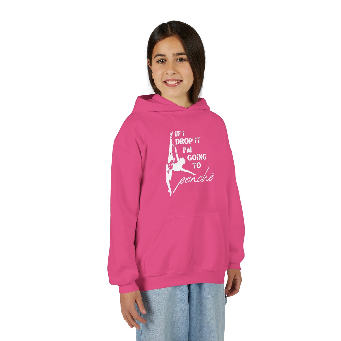 “If I Drop It, I’m Going to Penché” Unisex Youth Hoodie with Ballet Dancer Graphic – Funny Dance Hoodie for Kids & Teens, Personalized with Name or Studio