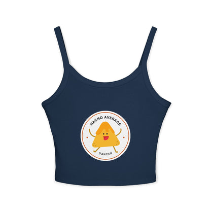 "Nacho Average Dancer" Women’s Spaghetti Strap Tank Top – Cute Nacho Dance Graphic | Funny Pun Apparel for Dancers & Food Lovers