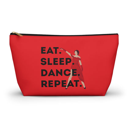“Eat Sleep Dance Repeat” Makeup Bag – Bold Dancer Graphic – Dance-Themed Zipper Pouch for Cosmetics, Accessories & Travel Essentials