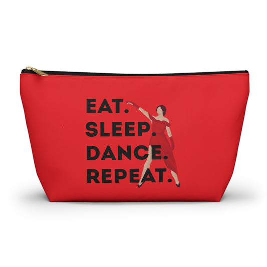 “Eat Sleep Dance Repeat” Makeup Bag – Bold Dancer Graphic – Dance-Themed Zipper Pouch for Cosmetics, Accessories & Travel Essentials