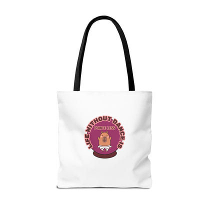 "Life Without Dance Is Pointeless" Capybara Canvas Tote Bag – Funny Dance Pun Tote for Dancers & Animal Lovers