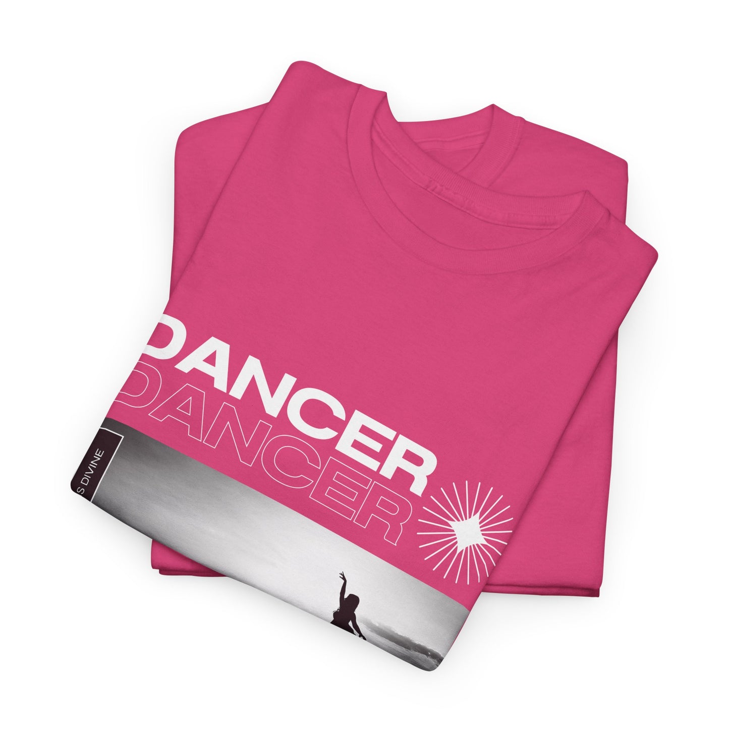 "Dancer" Arabesque Beach Scene Unisex Heavy Cotton Tee – Streetwear-Inspired Ballet Dance Graphic T-Shirt
