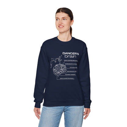 “Dancer’s Brain” Funny Dance Anatomy Sweatshirt – Unisex Heavy Blend Crewneck with Optional Name or Studio Personalization