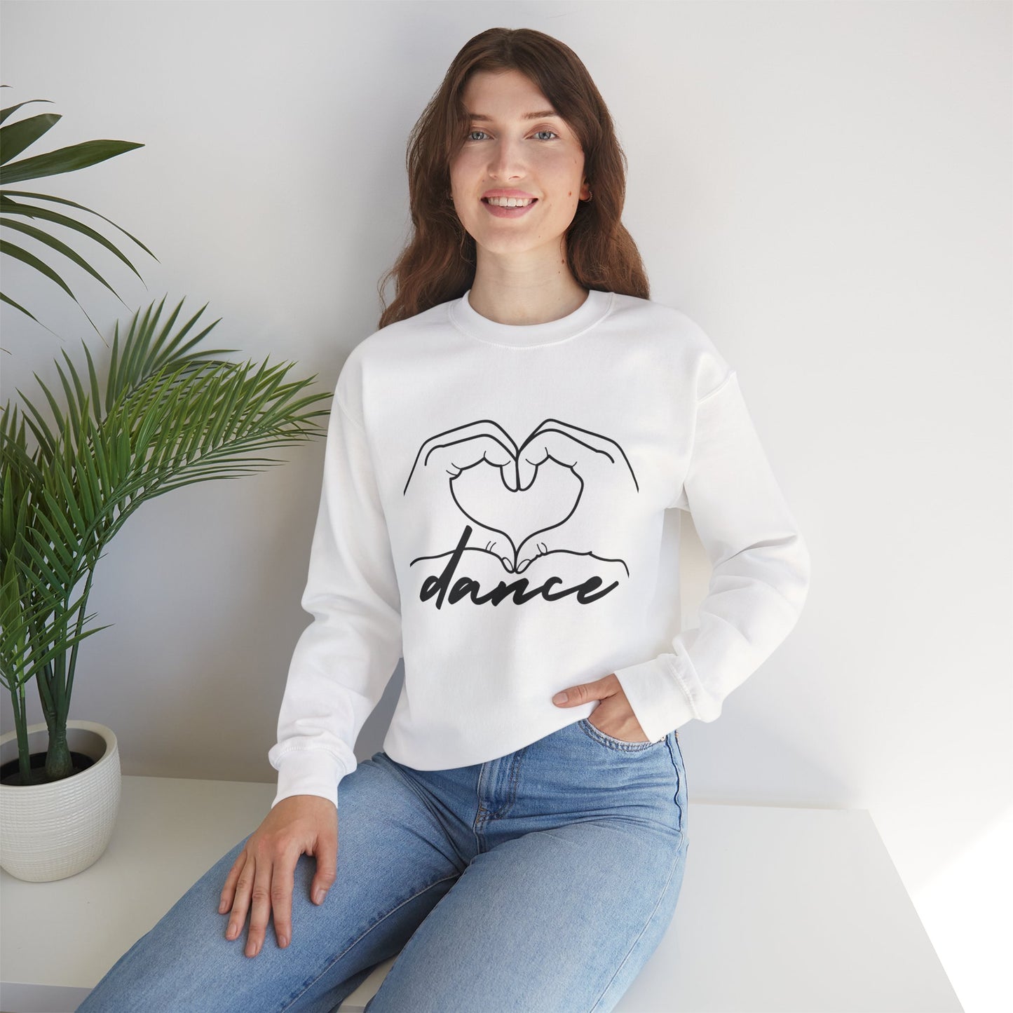 Dance Heart Hands Unisex Crewneck Sweatshirt – Hand Heart Graphic Dance Lover Pullover