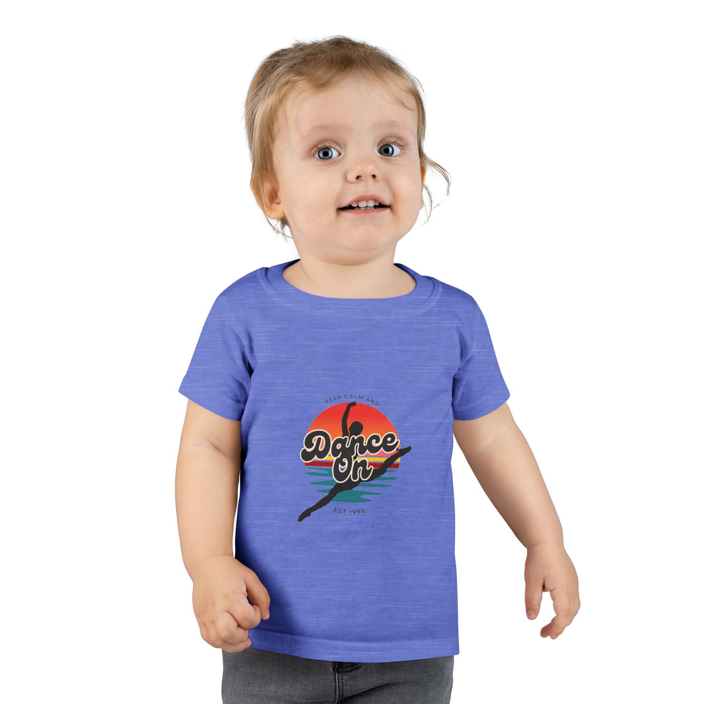 "Keep Calm and Dance On" Toddler Dance T-Shirt – Retro Graphic Short Sleeve Tee for Kids