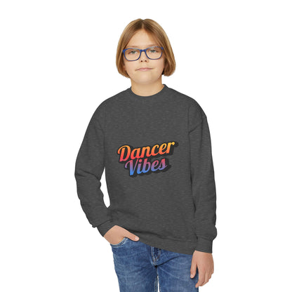 "Dancer Vibes" Youth Crewneck Sweatshirt – Colorful Text-Based Dance Graphic Pullover for Kids and Teens