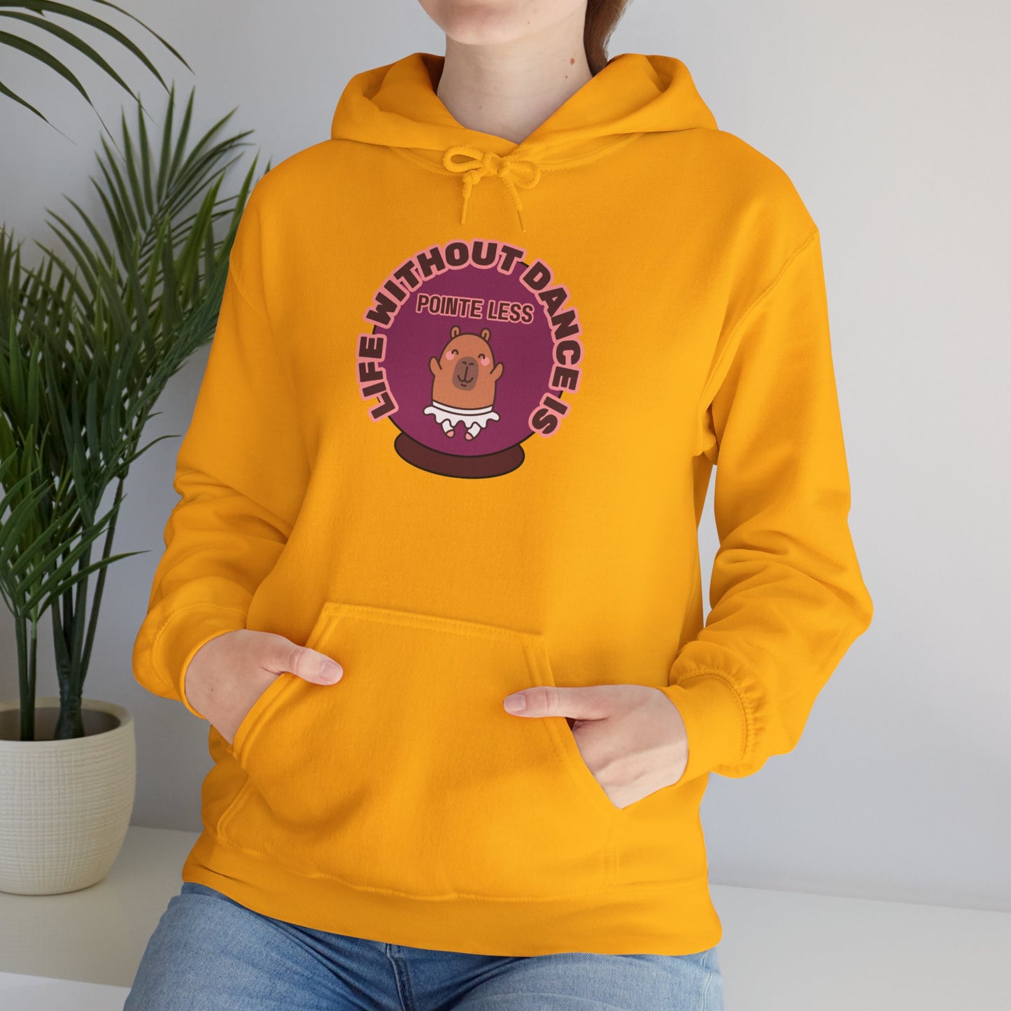 “Life Without Dance is Pointeless" Unisex Heavy Blend Hooded Sweatshirt – Cute Capybara Graphic Hoodie for Adults and Teens