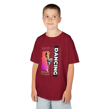 "Dancing" Youth Short Sleeve T-Shirt – Streetwear-Inspired Design with Female Dancer Graphic – Trendy Dance Apparel for Kids