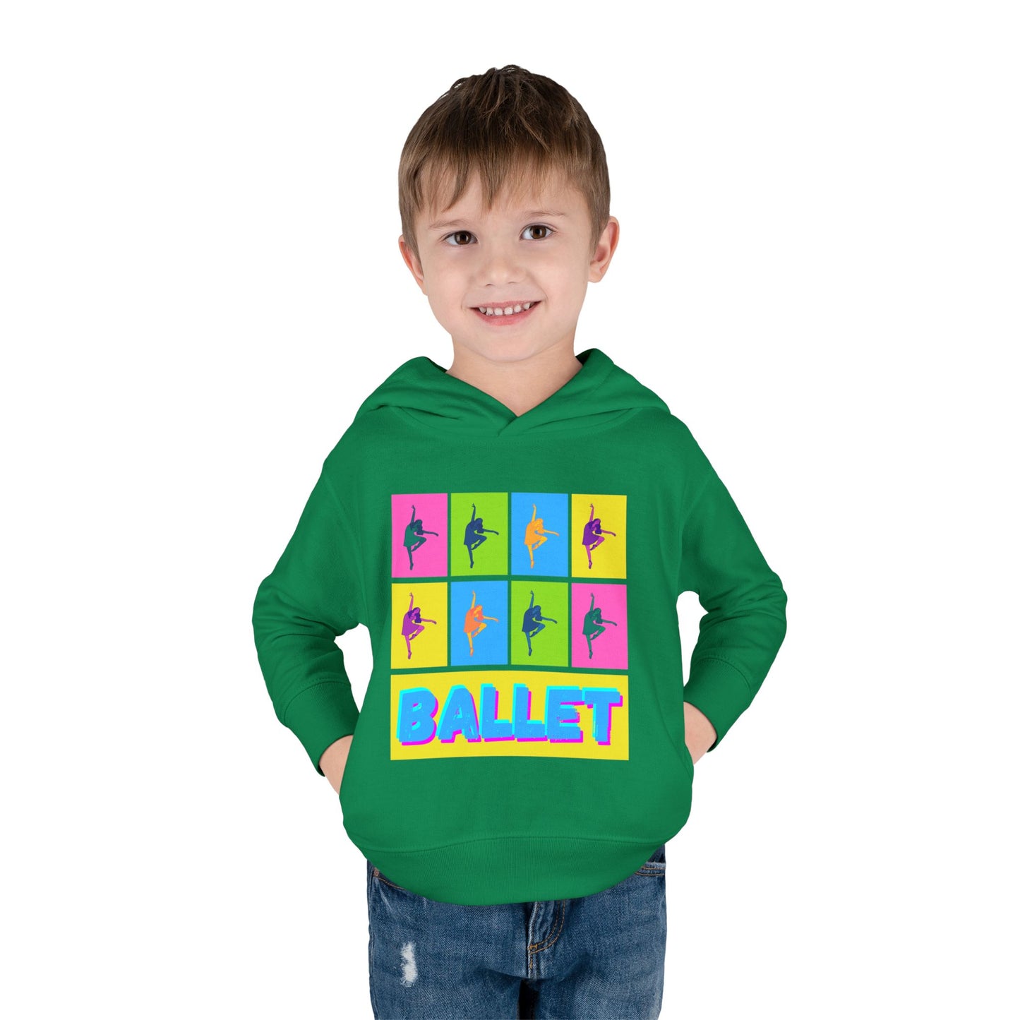 “Ballet" Toddler Pullover Hoodie – Pop Art Inspired Dance Graphic Sweatshirt with Ballet Dancer Design for Kids