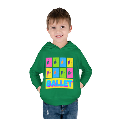“Ballet" Toddler Pullover Hoodie – Pop Art Inspired Dance Graphic Sweatshirt with Ballet Dancer Design for Kids