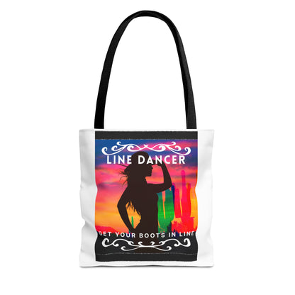 "Line Dancer, Boots on the Ground” Canvas Tote Bag – Cowgirl Graphic | Western Dance Bag for Country Lovers & Line Dancing Fans