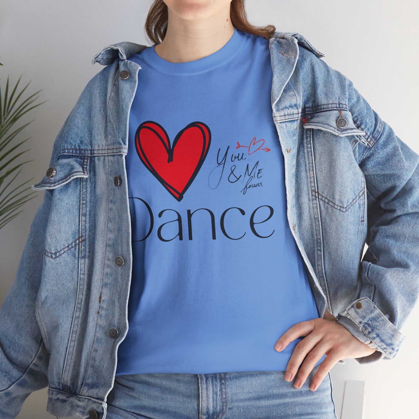 "I Love Dance" Unisex Heavy Cotton Tee – Hand-Drawn Heart & Note Graphic Dance Lover T-Shirt
