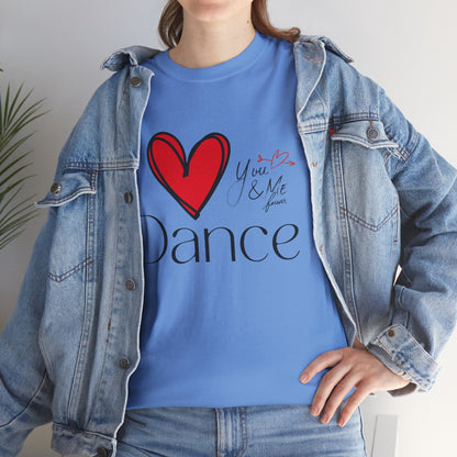 "I Love Dance" Unisex Heavy Cotton Tee – Hand-Drawn Heart & Note Graphic Dance Lover T-Shirt