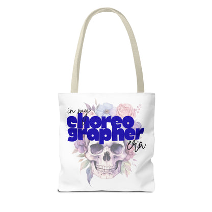 In My Choreographer Era Tote Bag with Colored Handles – Pastel Floral Skull Dance-Inspired Carryall