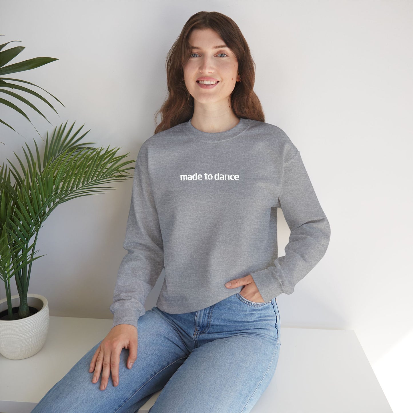 “Made to Dance" Unisex Heavy Blend™ Crewneck Sweatshirt – Embroidered Dance-Inspired Pullover for Adults & Kids