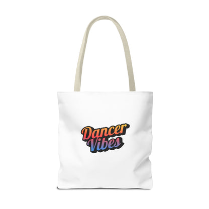 "Dancer Vibes" Canvas Tote Bag – Bold Dance-Themed Text Graphic Bag for Dancers, Students & Everyday Use