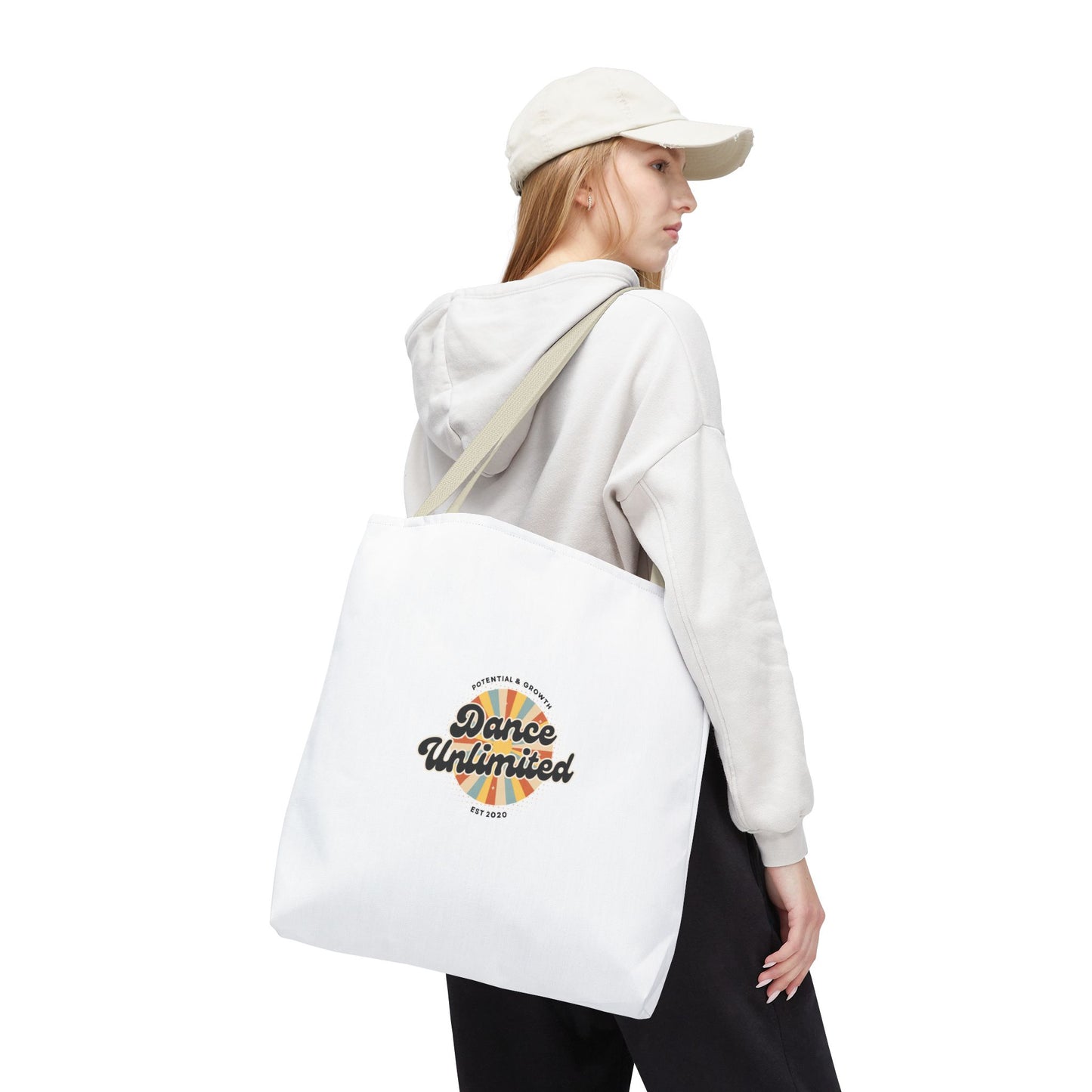 "Dance Unlimited, Potential & Growth" Canvas Tote Bag – Retro Graphic Dance Bag | Stylish Reusable Dance Tote for Dancers & Dance Moms