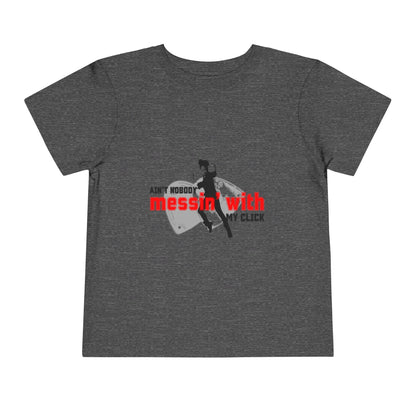 “Ain’t Nobody Messin’ With My Click” Toddler Short Sleeve T-Shirt – Tap Dance Graphic Tee with Tap Dancer Design for Kids