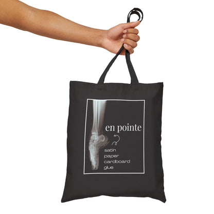 “I Dance En Pointe” Cotton Canvas Tote Bag with X-Ray Ballet Foot Graphic – Personalized Dance Tote with Custom Name or Studio Option