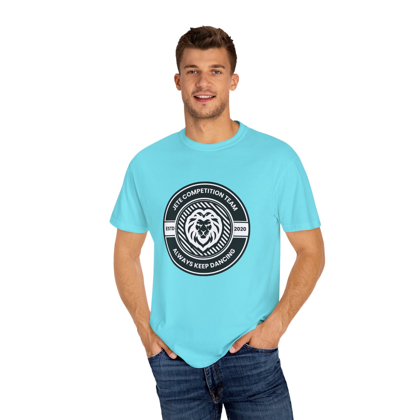 "Jeté Competition Team,  Always Keep Dancing" Unisex Garment-Dyed T-Shirt – Collegiate-Style Dance Graphic Tee – Shirt for Dancers & Teams