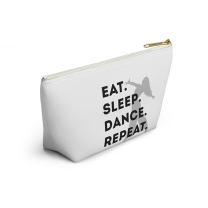 “Eat Sleep Dance Repeat” Makeup Bag – Bold Dancer Graphic – Dance-Themed Zipper Pouch for Cosmetics, Accessories & Travel Essentials