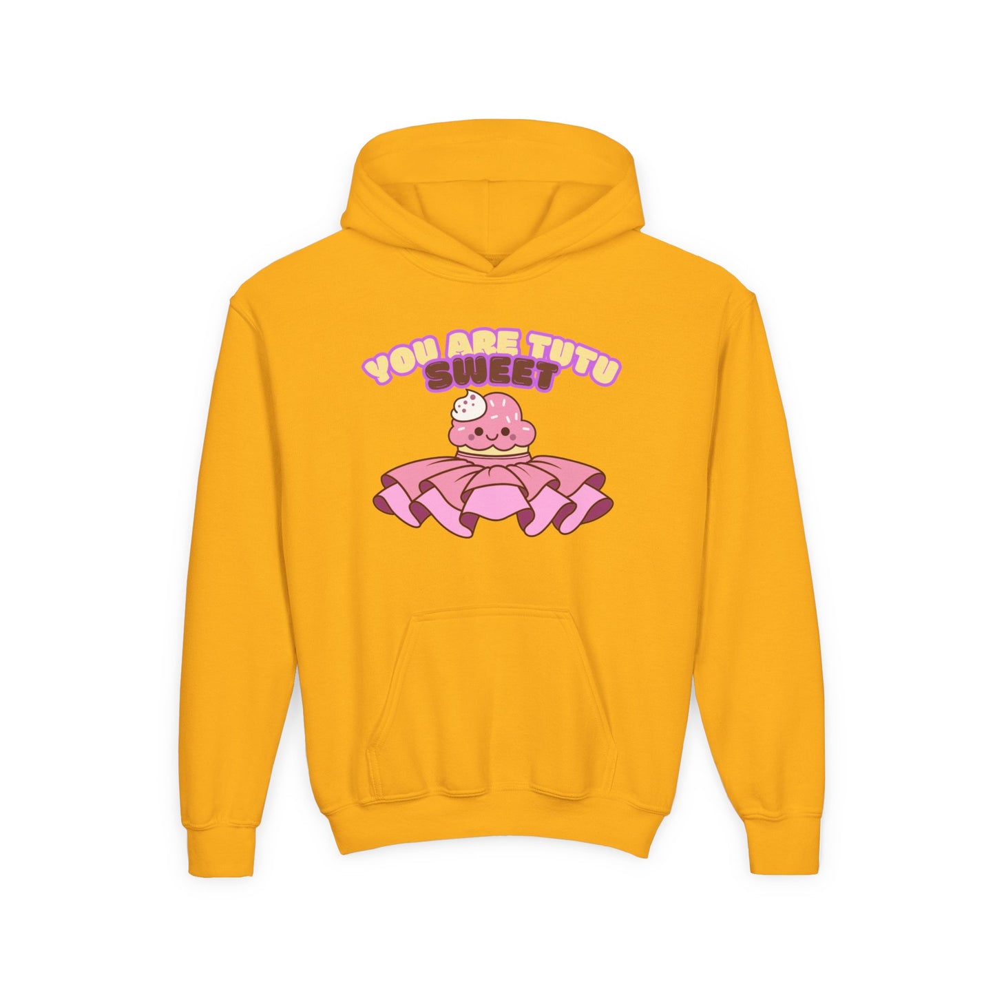 "You Are Tutu Sweet" Youth Hooded Sweatshirt – Kawaii Cupcake in Tutu Dance Graphic Hoodie for Kids and Teens