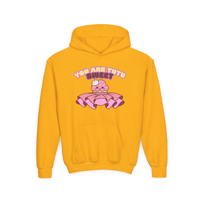 "You Are Tutu Sweet" Youth Hooded Sweatshirt – Kawaii Cupcake in Tutu Dance Graphic Hoodie for Kids and Teens