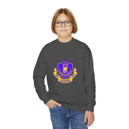 "Jeté Dance Gear" – Collegiate Style Youth Crewneck Sweatshirt | Bold Kids Dance Team Pullover
