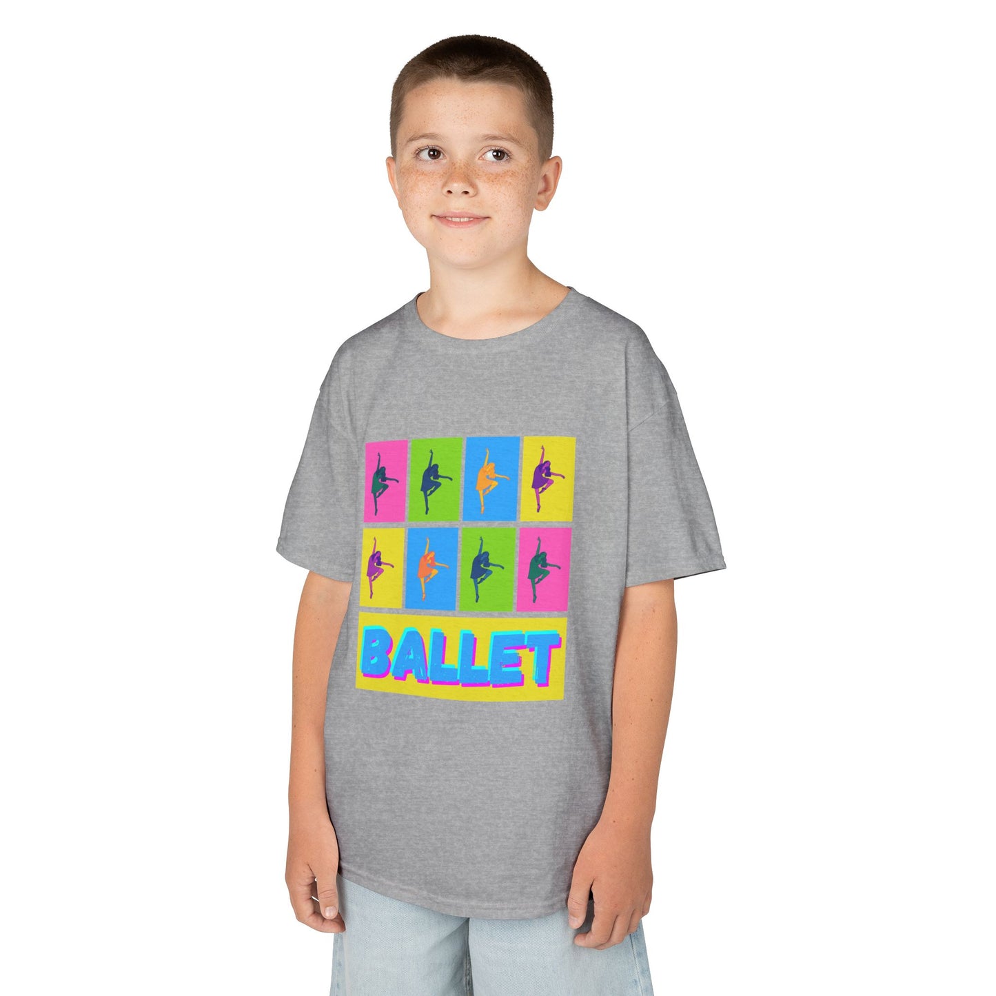 "Ballet" Youth Short Sleeve T-Shirt – Pop Art Inspired Design with Ballet Dancer Graphics – Dance Apparel for Kids