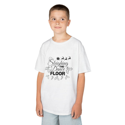 “Sleighing the Dance Floor” YOUTH TEE Short Sleeve with Santa’s Sleigh and Reindeer – Festive Christmas Dance Shirt for Kids and Young Dancers