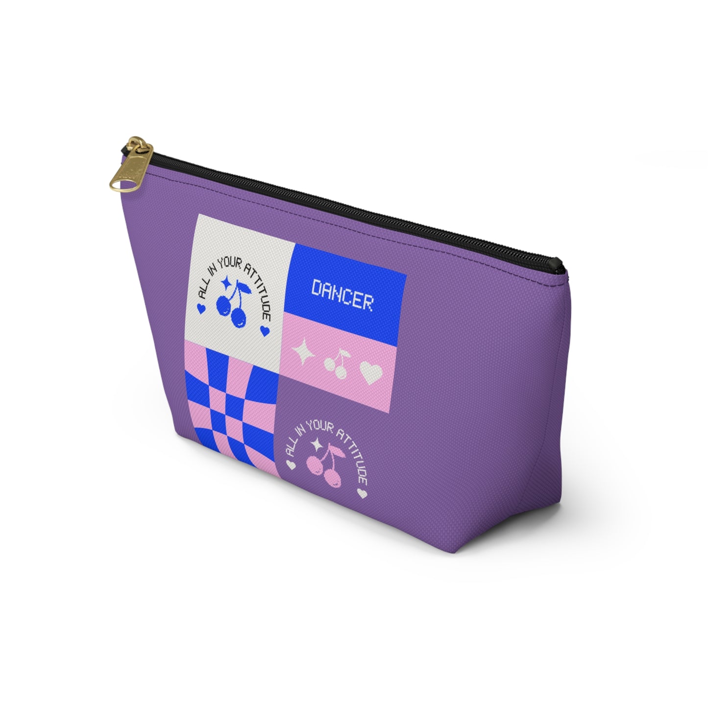 "Dancer - All in Your Attitude" Makeup Bag – Cute Retro Dance Graphic – Inspirational Dance-Themed Zipper Pouch for Cosmetics, Accessories & Gifts