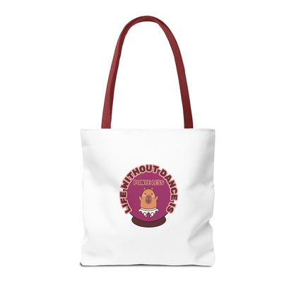 "Life Without Dance Is Pointeless" Capybara Canvas Tote Bag – Funny Dance Pun Tote for Dancers & Animal Lovers