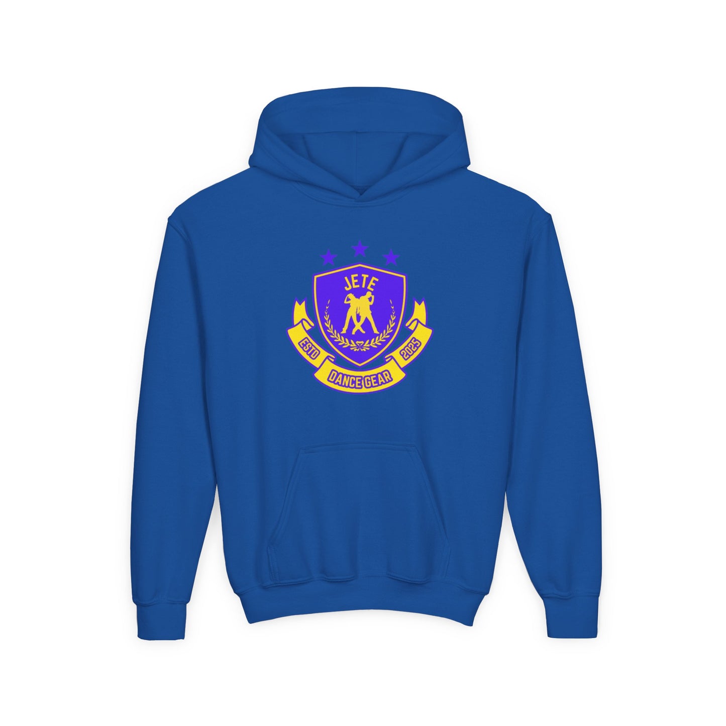 "Jeté Dance Gear" Youth Hooded Sweatshirt – Collegiate-Inspired Dance Team Graphic Hoodie for Kids and Teens