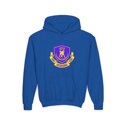 "Jeté Dance Gear" Youth Hooded Sweatshirt – Collegiate-Inspired Dance Team Graphic Hoodie for Kids and Teens