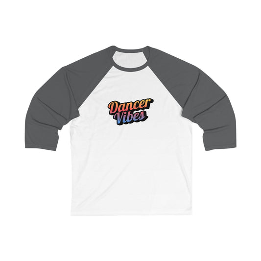 "Dancer Vibes" Unisex 3/4 Sleeve Baseball Tee – Colorful Text Graphic Dance Shirt for Dancers & Performers