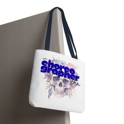 In My Choreographer Era Tote Bag with Colored Handles – Pastel Floral Skull Dance-Inspired Carryall