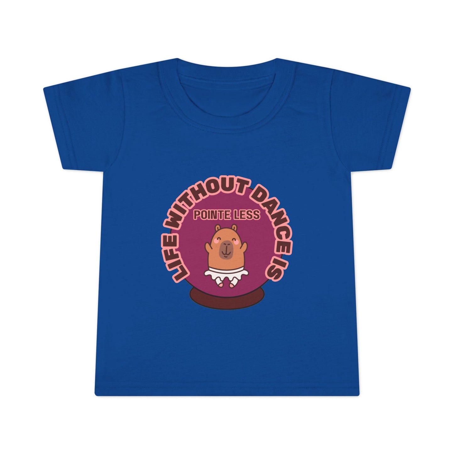 "Life Without Dance Is Pointeless" Toddler Dance T-Shirt – Cute Dancing Capybara Graphic Short Sleeve Tee for Kids