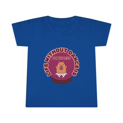 "Life Without Dance Is Pointeless" Toddler Dance T-Shirt – Cute Dancing Capybara Graphic Short Sleeve Tee for Kids