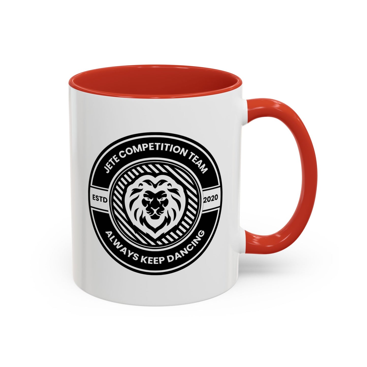 "Jeté Competition Team – Always Keep Dancing" Accent Coffee Mug – Collegiate Style Ceramic Mug for Dancers and Studio Teams
