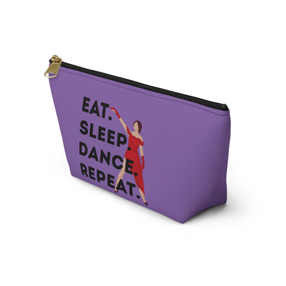 “Eat Sleep Dance Repeat” Makeup Bag – Bold Dancer Graphic – Dance-Themed Zipper Pouch for Cosmetics, Accessories & Travel Essentials