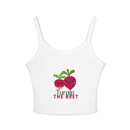 "Turnip the Beet" Women’s Spaghetti Strap Tank Top – Cute Veggie Dance Graphic | Funny Dance Pun Shirt for Dancers & Music Lovers