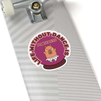 "Life Without Dance is Pointeless" Spiral Notebook – Cute Capybara Dancer Graphic – Dance-Themed Kiss-Cut Sticker for Dancers, Students & Creatives