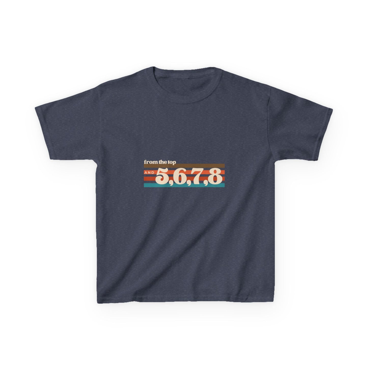 “From the Top and 5, 6, 7, 8” Youth Short Sleeve Tee – Retro Graphic Dance Shirt for Kids and Young Performers