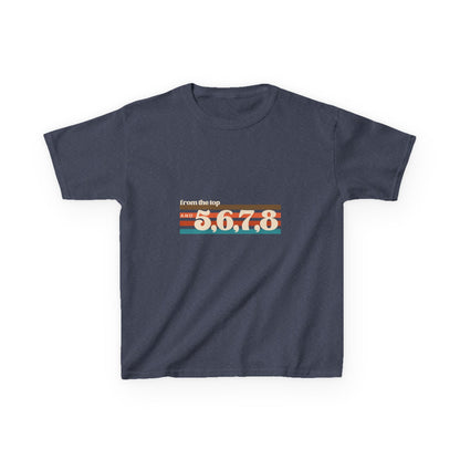 “From the Top and 5, 6, 7, 8” Youth Short Sleeve Tee – Retro Graphic Dance Shirt for Kids and Young Performers