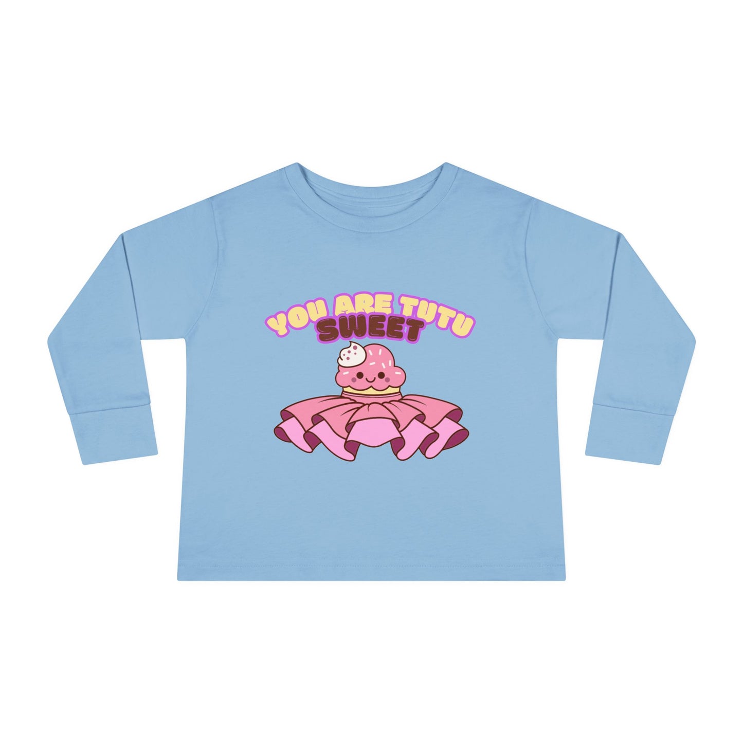 "You Are Tutu Sweet" Toddler Dance T-Shirt – Kawaii Cupcake in Tutu Graphic Long Sleeve Tee for Kids