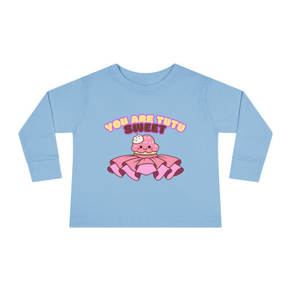 "You Are Tutu Sweet" Toddler Dance T-Shirt – Kawaii Cupcake in Tutu Graphic Long Sleeve Tee for Kids