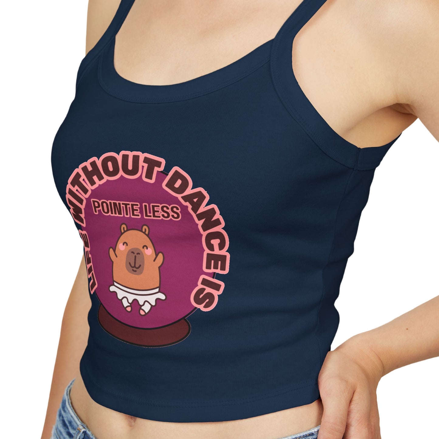 "Life Without Dance is Pointeless" Capybara Tank – Women's Spaghetti Strap Dance Top with Cute Animal Graphic