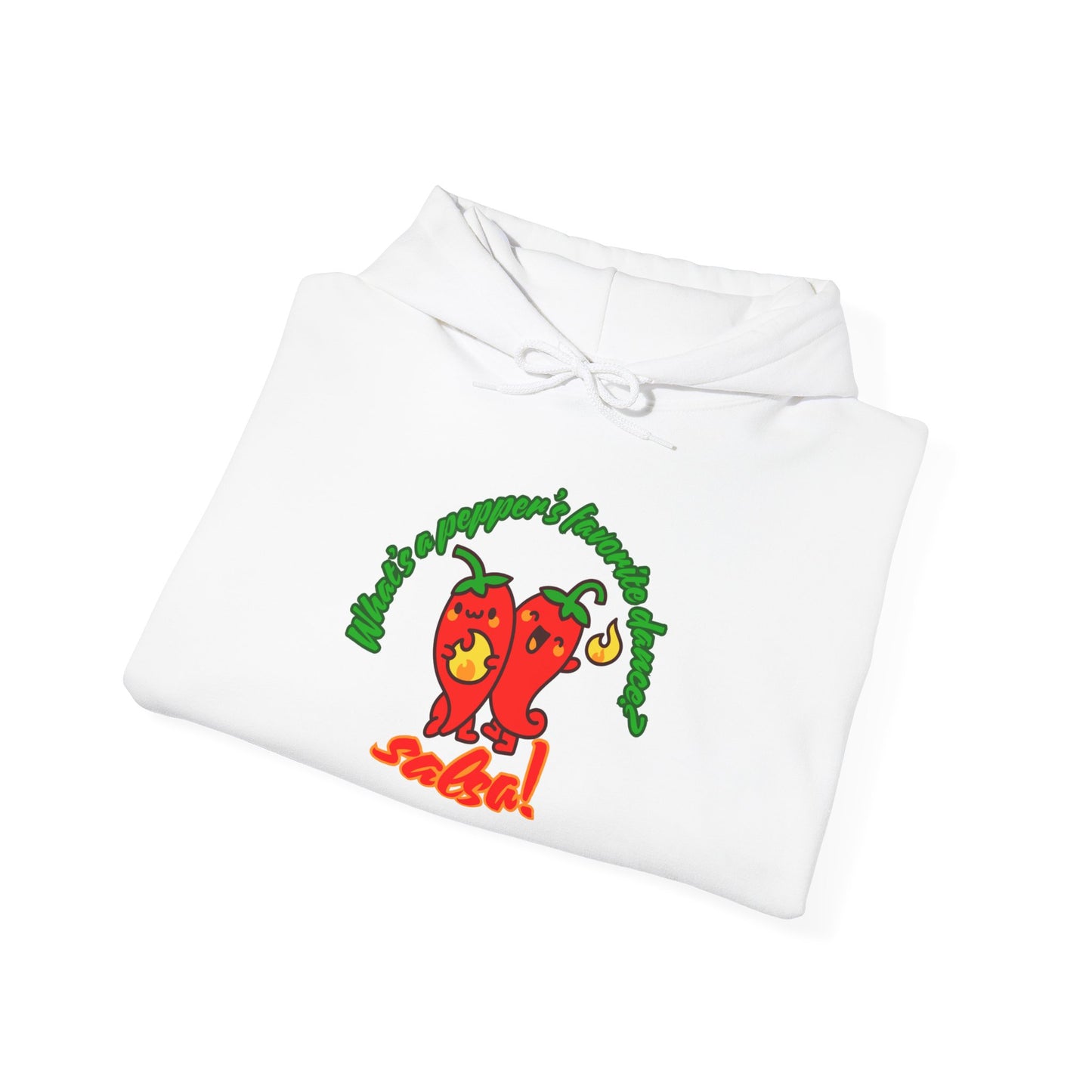 "What’s a Pepper’s Favorite Dance? Salsa!" Unisex Hooded Sweatshirt – Funny Dance Pun Hoodie with Cute Pepper Graphic for Dancers & Foodies